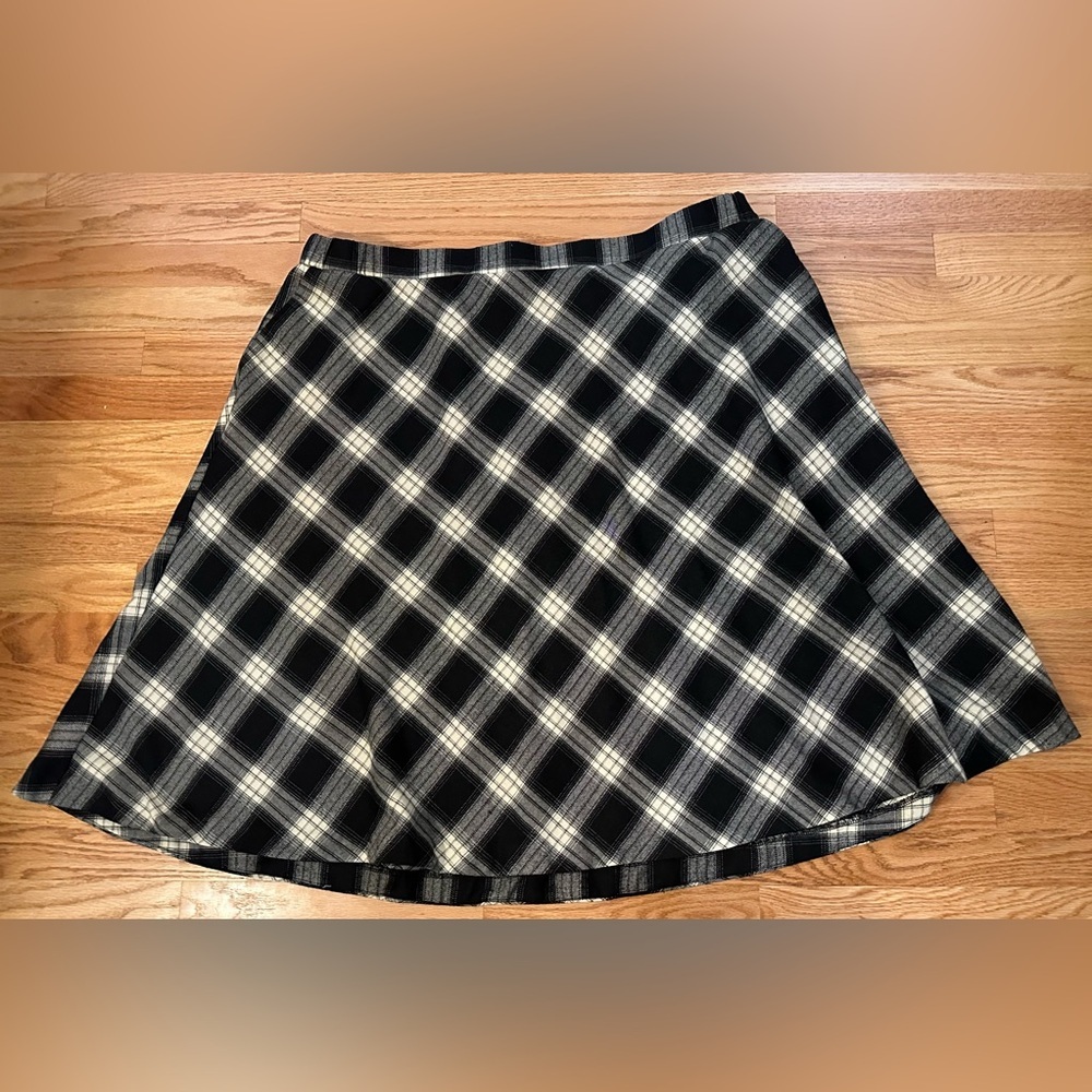 ModCloth Black & Ivory Plaid A-Line Tea Length Skirt | Size 3X